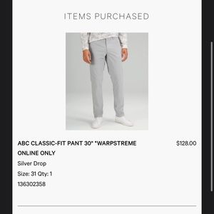 New / without tags classic ABC pant